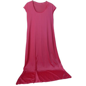 Vintage Pink Nylon Womens MEDIUM Nightgown Long MuuMuu Lounge Shimmer Slit Rose